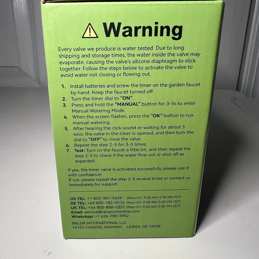 NEW RainPoint Programmable 1 Zone Water‎ Timer Model Number ITV105 OPEN BOX